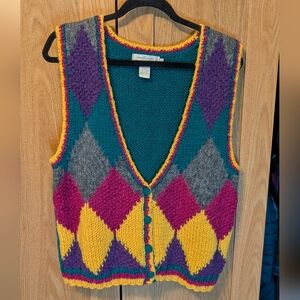 Vibrant Multicolor V-Neck Sweater Vest